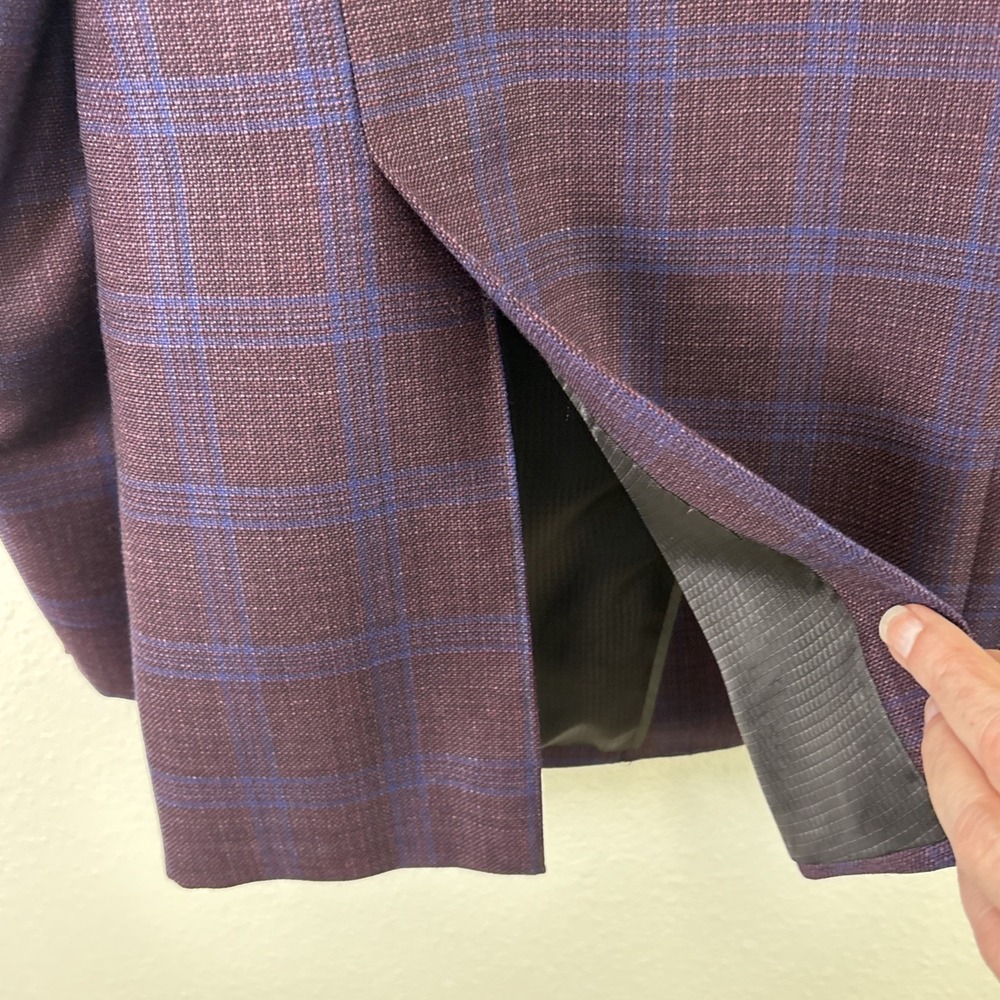 Emporio Armani G-Line Purple Check Wool Sport Coat Super 130's 56 EUR 46 US - Picture 9 of 16
